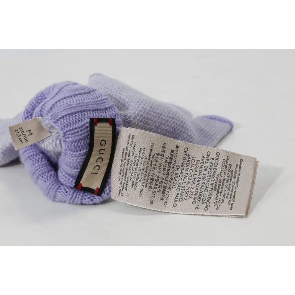 Gucci GG Knit Cashmere Fingerless Gloves Lilac Lavender Purple Size M 210/100